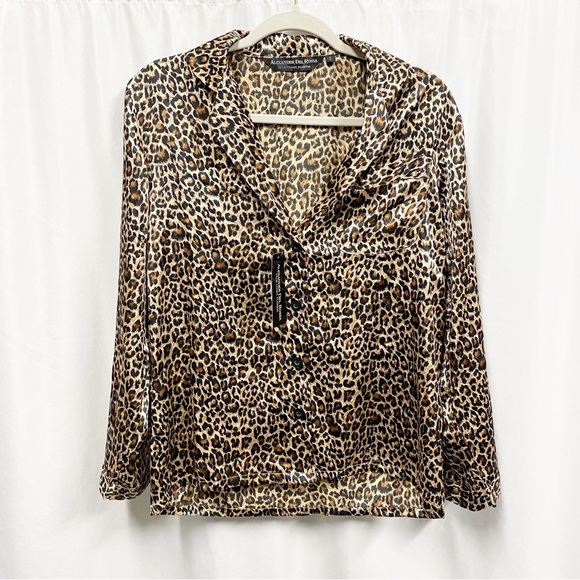 Alexander Del Rossa Satin Leopard Print Pajama Set NWT - Picture 3 of 11